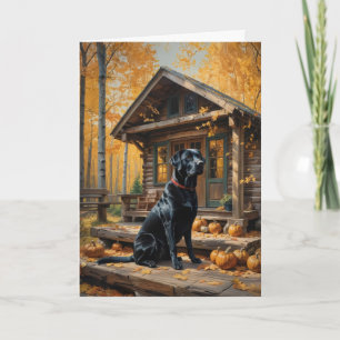 Schwarzes Labrador Retriever Log Kabine Herbst Karte