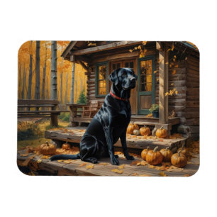 Schwarzes Labrador Retriever Log Kabine Herbst Magnet