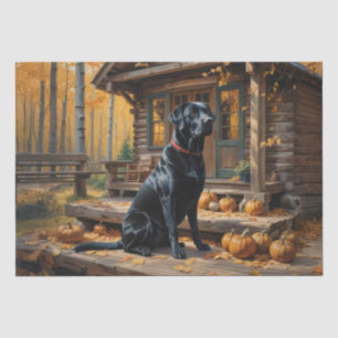 Schwarzes Labrador Retriever Log Kabine Herbst Seidenpapier