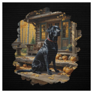 Schwarzes Labrador Retriever Log Kabine Herbst Stoff