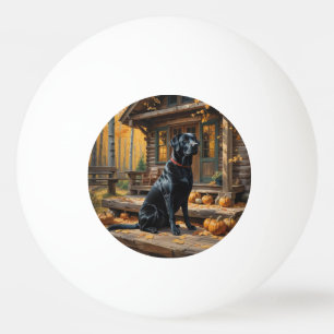 Schwarzes Labrador Retriever Log Kabine Herbst Tischtennisball