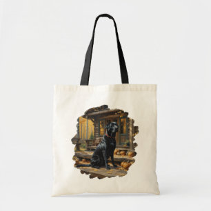 Schwarzes Labrador Retriever Log Kabine Herbst Tragetasche