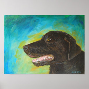 Schwarzes Labrador Retriever Painting Poster Art P