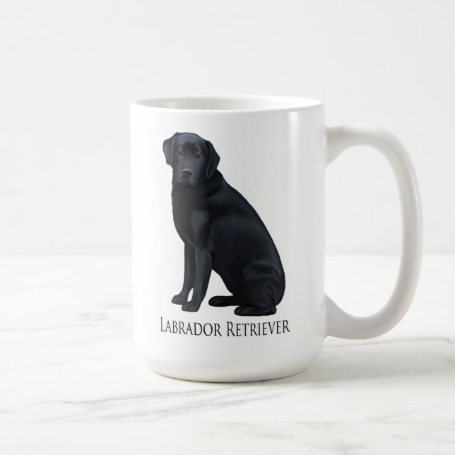 Schwarzes Labrador retriever-Porträt Kaffeetasse (Rechts)