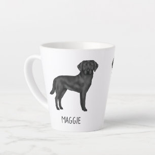 Schwarzes Labrador Retriever Süßes Hundedesign mit Milchtasse