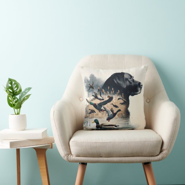 Schwarzes Labrador Retriever und Enten Kissen (Stuhl )