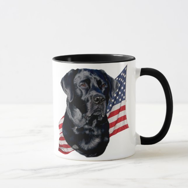 Schwarzes Labrador retriever und Flagge Tasse (Rechts)