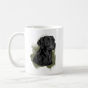 Schwarzes Labrador Retriever Wasserfarben-Hundepor Kaffeetasse