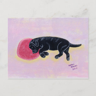 Schwarzes Labrador Schlafgemälde Postkarte