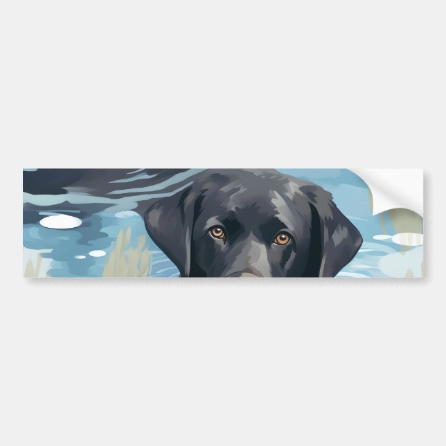 Schwarzes Labrador-Schwimmmuster Autoaufkleber (Vorne)