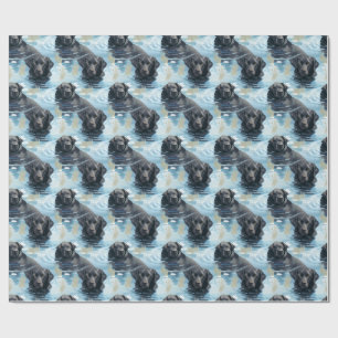 Schwarzes Labrador-Schwimmmuster Geschenkpapier