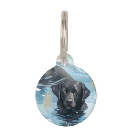 Schwarzes Labrador-Schwimmmuster Haustiermarke