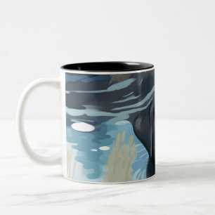 Schwarzes Labrador-Schwimmmuster Zweifarbige Tasse
