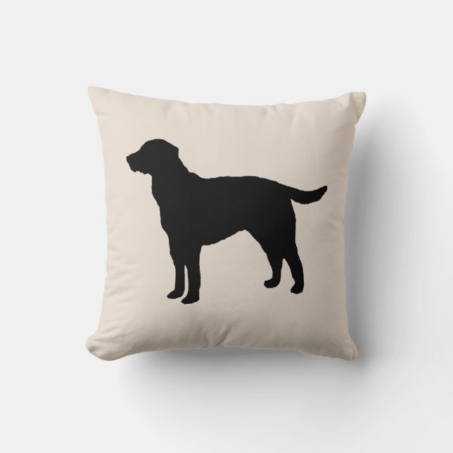 Schwarzes Labrador Silhouette Hundpilz Kissen (Vorderseite)