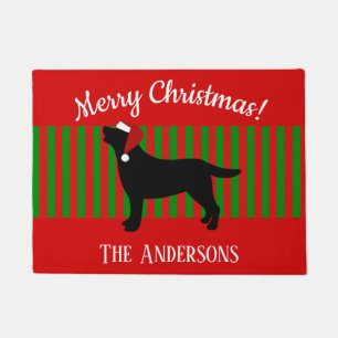 Schwarzes Labrador-Silhouette-Sankt-Weihnachten Fußmatte
