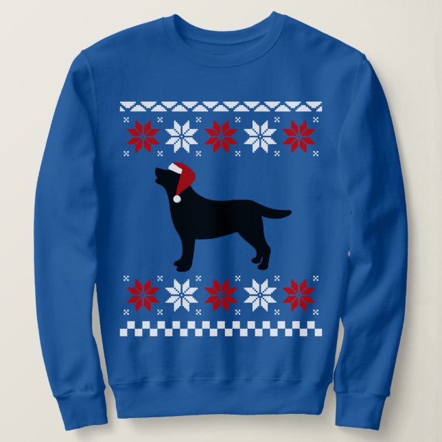 Schwarzes Labrador-Silhouette-Sankt-Weihnachten Sweatshirt (Design vorne)