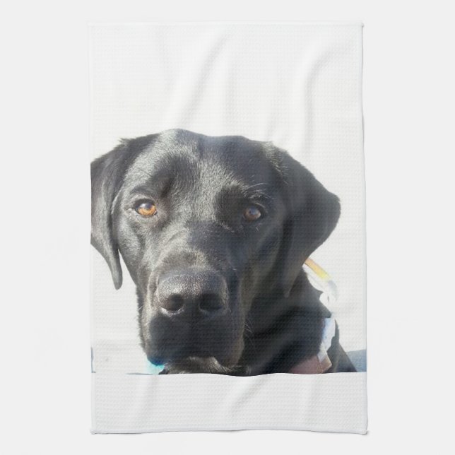 Schwarzes Labrador-Tee-Tuch Handtuch (Vertikal)