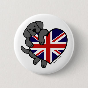 Schwarzes Labrador u. Cartoon des Button