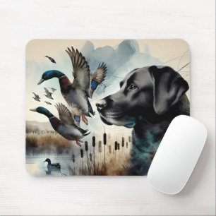 Schwarzes Labrador und Enten Mousepad