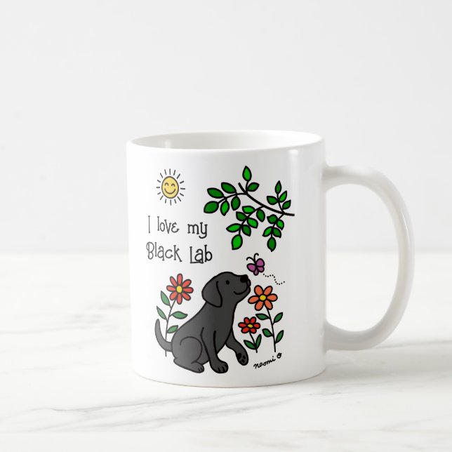 Schwarzes Labrador und grüne Tasse (Rechts)