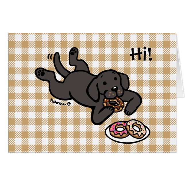 Schwarzes Labrador und Krapfen, die an Sie denken (Vorderseite (Horizontal))