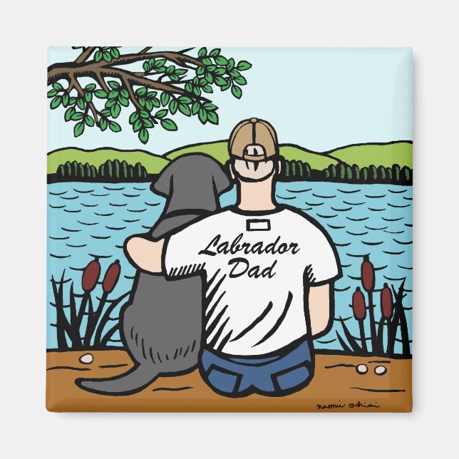 Schwarzes Labrador und Vater Magnet (Vorne)