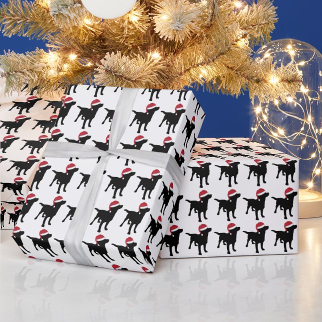 Schwarzes Labrador Weihnachten in der Weihnachtsma Geschenkpapier (Feiertage)