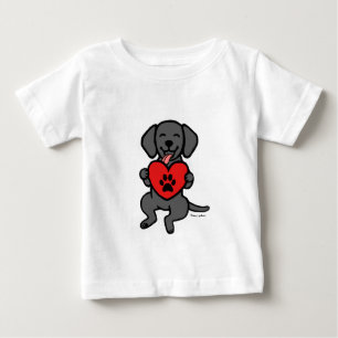 Schwarzes Labrador-Welpen-Tatzen-Druck-Herz Baby T-shirt
