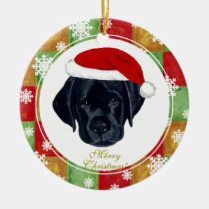 Schwarzes Labrador-Welpenmosaik Keramik Ornament