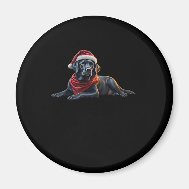 Schwarzes Labrador zu Weihnachten in Weihnachtsman Magnet (Vorne)