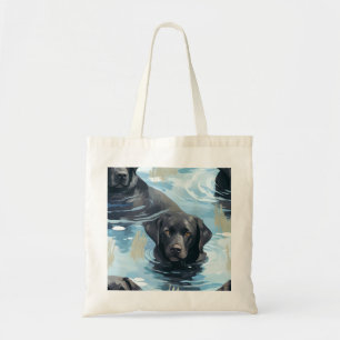 Schwarzes Labradormuster zum Schwimmen Tragetasche