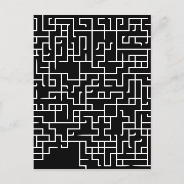 Schwarzes Labyrinth-Design Postkarte (Vorderseite)