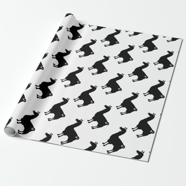 Schwarzes Lama-Packpapier Geschenkpapier (Ungerollt)