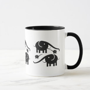 Schwarzes Leder aussehen Elephant Illustration Tasse