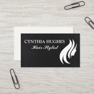 Schwarzes Leder   Haar-Logo Visitenkarte