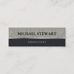 Schwarzes Leder im klassischen Damaskmuster Mini Visitenkarte