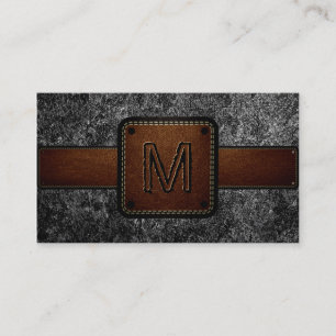 Schwarzes Leder Look Brown Monogram Visitenkarte