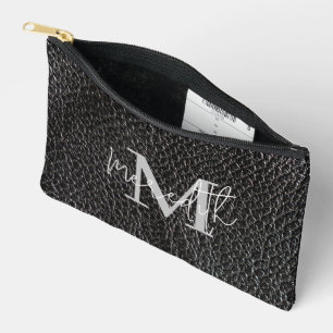 Schwarzes Leder-Look personalisiert Zubehörtasche