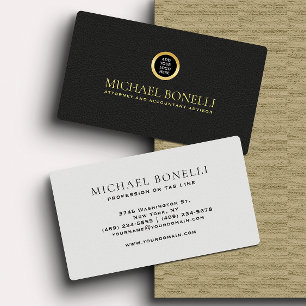 Schwarzes Leder-Maskuline Corporate Round Gold-Log Visitenkarte