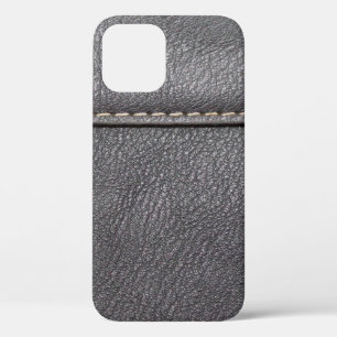 Schwarzes Leder mit weißer Heftung Case-Mate iPhone Hülle