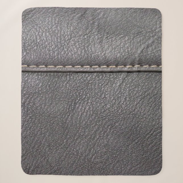 Schwarzes Leder mit weißer Heftung Sherpadecke (Vorderseite)