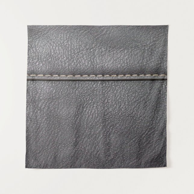 Schwarzes Leder mit weißer Heftung Wandteppich (Vorderseite)