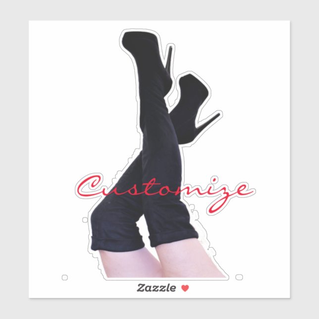 Schwarzes Leder Oberschenkelhohe Stiefel Thunder_C Aufkleber (Blatt)