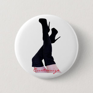 Schwarzes Leder Oberschenkelhohe Stiefel Thunder_C Button