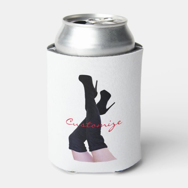 Schwarzes Leder Oberschenkelhohe Stiefel Thunder_C Dosenkühler (Kanne Vorderseite)