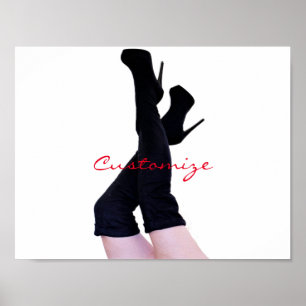 Schwarzes Leder Oberschenkelhohe Stiefel Thunder_C Poster