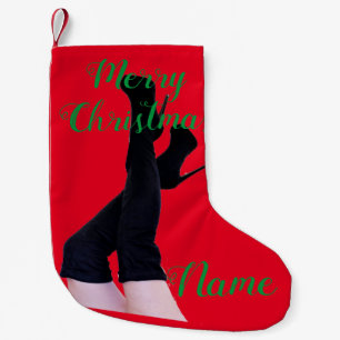 Schwarzes Leder Oberschenkelstiefel Thunder_Cove Kleiner Weihnachtsstrumpf