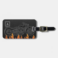 Schwarzes Leder Orange Flammen Hot Fire Motorrad
