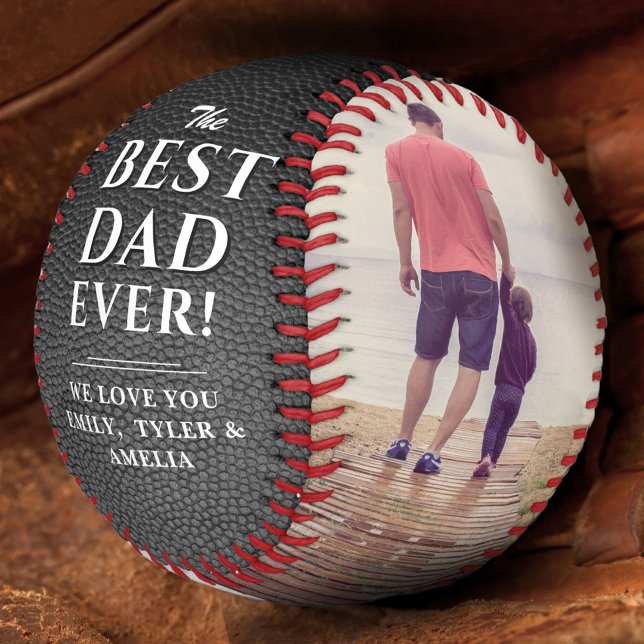Schwarzes Leder Print Best Vater 2 FotoCollage Baseball (Von Creator hochgeladen)