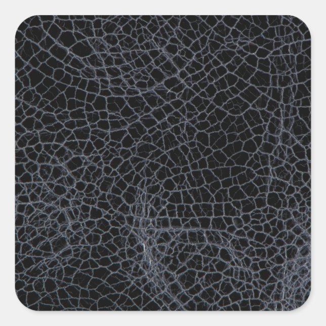 Schwarzes Leder Quadratischer Aufkleber (Vorderseite)